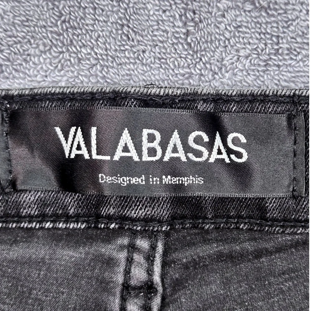 Valabasas Skinny Jeans Mens 36 Black Excellent Distressed Ripped Button Fly